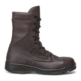 Belleville brown leather boot with black sole on a white background side view