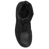 Black steel toe boot top view