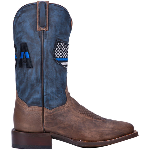 Dan Post Thin Blue Line Western Pull On Leather Work Boots Men DP4515