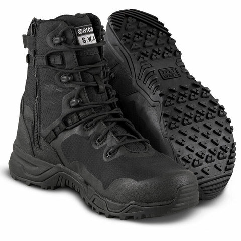 Original SWAT Men's Alpha Fury 8" Side Zip Black Leather Boots 177501